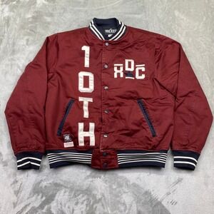 10 Deep RDC Tenth Satin‎ Varsity Bomber Jacket Maroon White Navy Size M